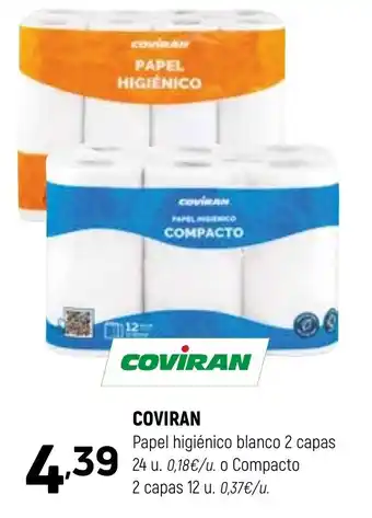 Coviran COVİRAN Papel higiénico blanco 2 capas oferta