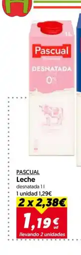Hiper Usera PASCUAL Leche desnatada oferta