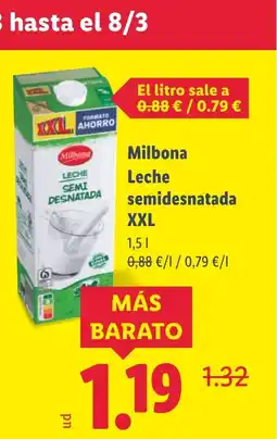Lidl MILBONA Leche semidesnatada XXL oferta