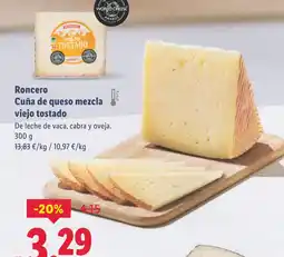 Lidl RONCERO Cuña de queso mezcla viejo tostado oferta