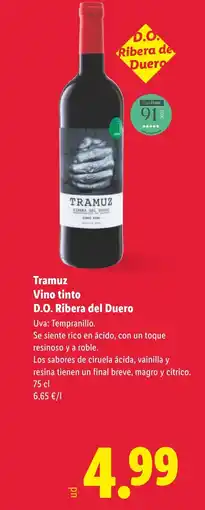 Lidl TRAMUZ Vino tinto D.O. Ribera del Duero oferta
