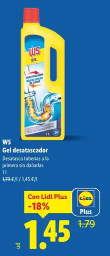 Lidl W5 Gel desatascador oferta