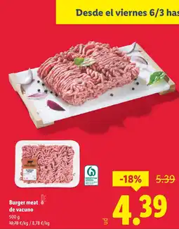 Lidl Burger meat de vacuno oferta