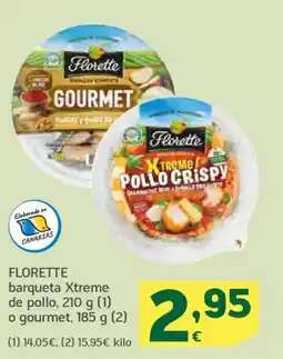 HiperDino FLORETTE barqueta Xtreme de pollo o gourmet oferta