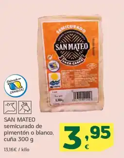 HiperDino SAN MATEO semicurado de pimentón o blanco, cuña oferta