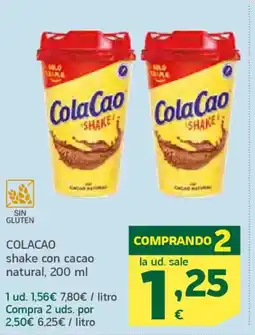HiperDino COLACAO shake con cacao natural oferta