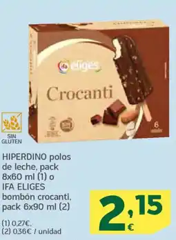 HiperDino IFA ELIGES Hiperdino polos de leche bombón crocanti oferta