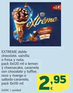 HiperDino EXTREME doble chocolate vainilla o fresa y natao lemon y cheesecake caramelo con chocolate oferta