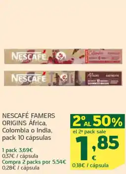 HiperDino NESCAFÉ FAMERS ORIGINS África, Colombia o India oferta