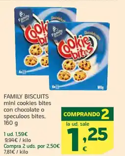 HiperDino FAMILY BISCUITS mini cookies bites con chocolate o speculoos bites, oferta