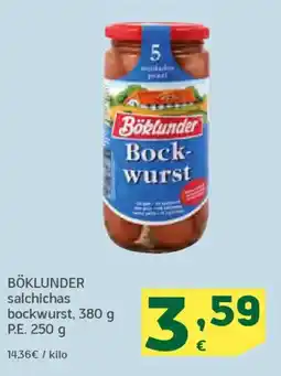 HiperDino BÖKLUNDER salchichas bockwurst oferta