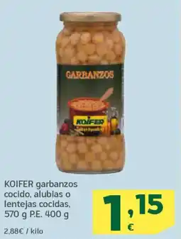 HiperDino KOIFER garbanzos cocido, alubias o lentejas cocidas, oferta