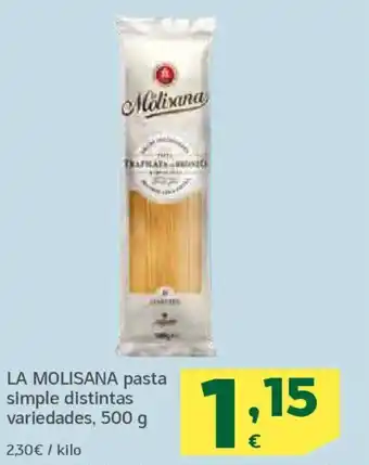 HiperDino LA MOLISANA pasta simple distintas variedades, oferta