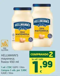 HiperDino HELLMANN'S mayonesa, frasco oferta