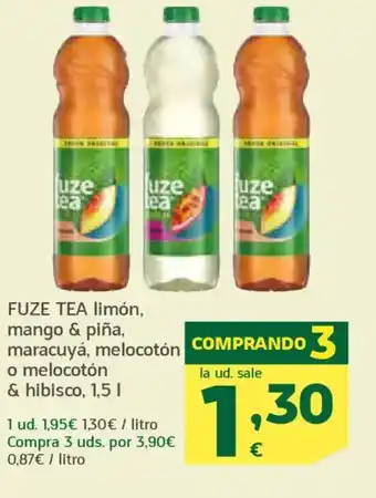HiperDino FUZE TEA limón, mango & piña, maracuyá, melocotón o melocotón & hibisco oferta