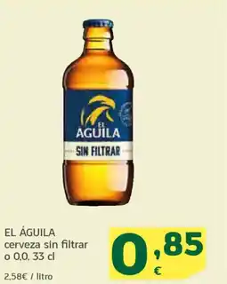 HiperDino EL ÁGUILA cerveza sin filtrar o 0,0, oferta