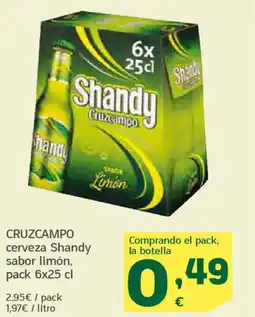 HiperDino CRUZCAMPO cerveza Shandy sabor limón, oferta