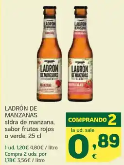 HiperDino LADRON BE MANZANAS sidra de manzana, sabor frutos rojos o verde oferta