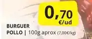 Supermercados MAS Burguer pollo oferta