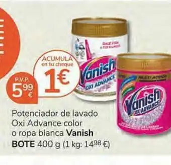 Consum Potenciador De Lavado Oxi Advance Color O Ropa Blanca Vanish Bote 400 G oferta