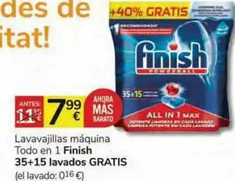 Consum Lavavajillas Máquina Todo En 1 Finish 35+15 Lavados Gratis oferta