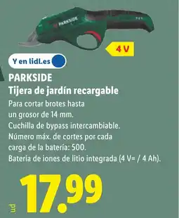 Lidl PARKSIDE Tijera de jardín recargable oferta