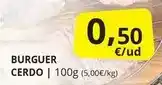 Supermercados MAS Burguer cerdo oferta