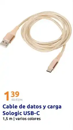 Action Cable de datos y carga Sologic USB-C oferta