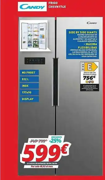 Mi electro Candy Frigo Chsvn174x oferta
