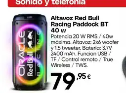 Hiper FROIZ Altavoz Red Bull Racing Paddock BT 40 w oferta