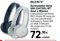 Hiper FROIZ SONY Auriculares WH-CH720L BT Azul o Blanco oferta