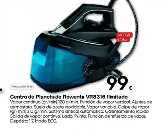 Hiper FROIZ ROWENTA Centro de Planchado VR8316 Ilimitado oferta