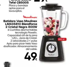 Hiper FROIZ MOULINEX Batidora Vaso LM435810 Blendforce 2 Cristal Negra 800W oferta