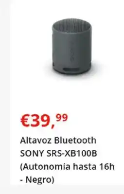 Worten SONY Altavoz Bluetooth SRS-XB100B (Autonomía hasta 16h - Negro) oferta