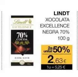 Plusfresc LINDT Xocolata excellence negra 70% oferta