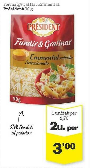 Sorli Formatge Ratllat Emmental Président oferta