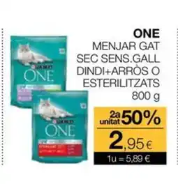 Plusfresc ONE Menjar gat sec sens.gall dindi+arròs o esterilitzats oferta