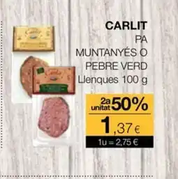 Plusfresc CARLIT Pa muntanyes o pebre verd llenques oferta