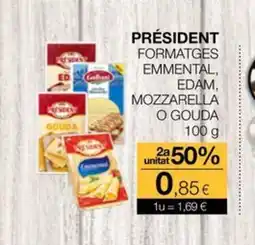Plusfresc PRÉSIDENT Formatges emmental edam, mozzarella o gouda oferta