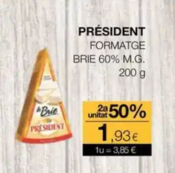 Plusfresc PRÉSIDENT Formatge brie 60% m.g. oferta