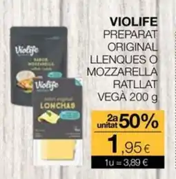 Plusfresc VIOLIFE Preparat original llenques o lonchas mozzarella ratllat vegà oferta