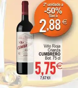 Supermercados Aquí CUMBRERO Viño Rioja Crianza oferta