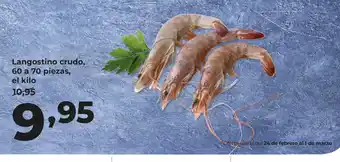 Langostino crudo, 60 a 70 piezas