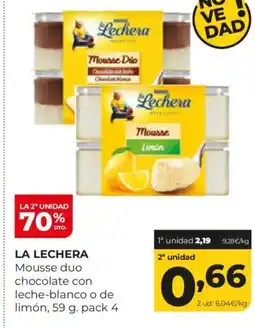 Alimerka LA LECHERA Mousse duo chocolate con leche-blanco o de limón oferta