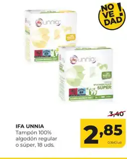 Alimerka IFA UNNIA Tampón 100% algodón regular o súper oferta