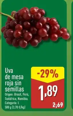 ALDI Uval de mesa roja sin semillas oferta