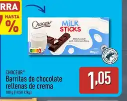 ALDI CHOCEUR Barritas de chocolate rellenas de crema oferta