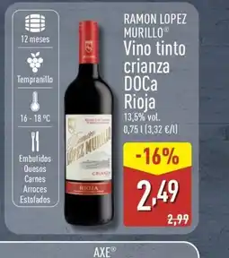 ALDI RAMON LOPEZ MURILLO Vino tinto crianza oferta