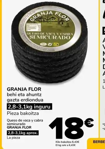 GRANJA FLOR behi eta ahuntz gazta erdiondua