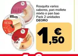 Supeco Rosquita varios sabores, pan mollete mixto o pan bao Pack 2 unidades oferta